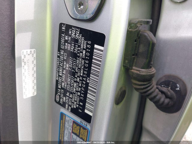 5XYPG4A56LG610186 KIA Sorento 3.3l Lx