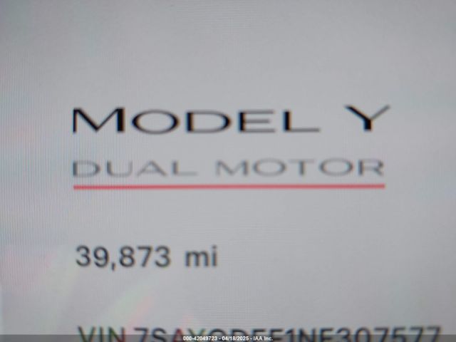 7SAYGDEF1NF307577 Tesla Model Y Performance Dual Motor All-wheel Drive