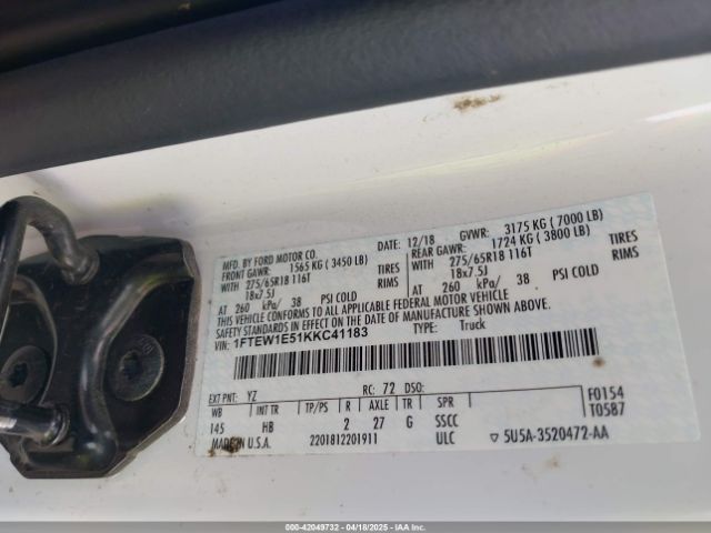 1FTEW1E51KKC41183 Ford F-150 Lariat