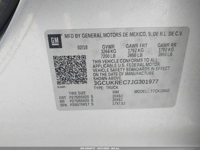 2018 CHEVROLET SILVERADO 1500 3GCUKREC7JG301977 Photo 8