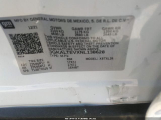 3GKALTEVXNL138628 GMC Terrain Awd Sle