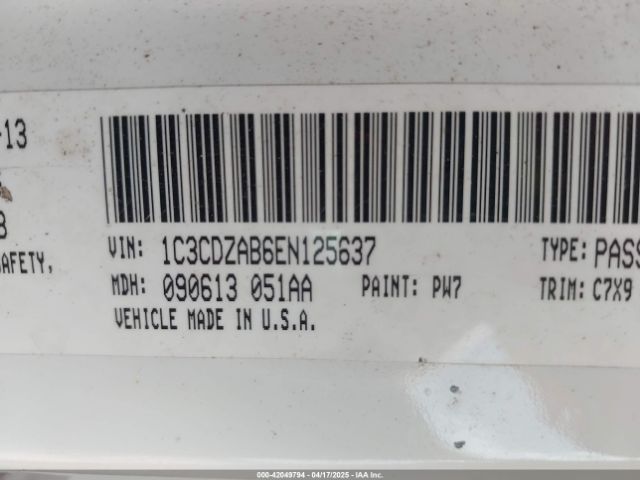 1C3CDZAB6EN125637 Dodge AVENGER SE