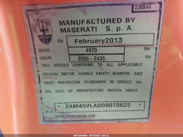 2013 MASERATI GRANTURISMO ZAM45VLA0D0070622 Photo 8