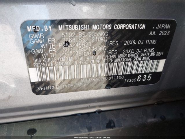 JA4J3VA82RZ011100 Mitsubishi Outlander Se 2.5 2wd