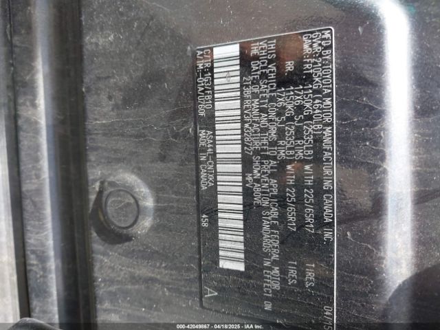 2T3BFREV3FW328727 Toyota RAV4 LE
