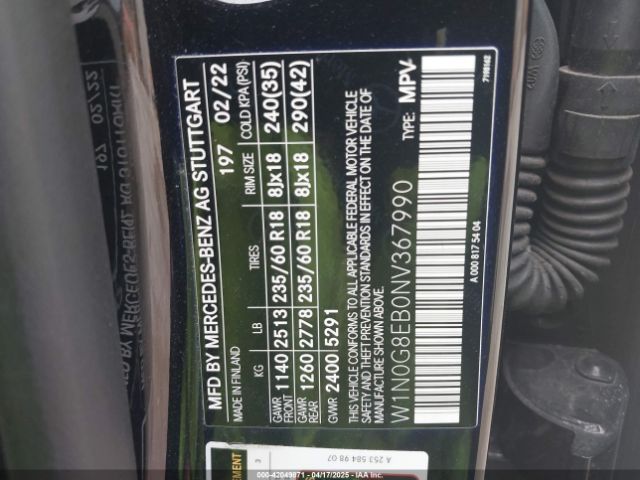 W1N0G8EB0NV367990 Mercedes-Benz Glc 300 4matic Suv