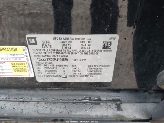 1GKKVSKD0HJ194559 GMC Acadia Limited