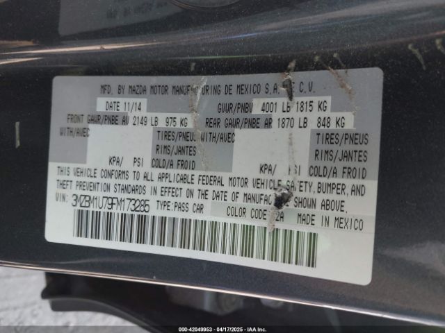 3MZBM1U79FM173285 Mazda Mazda3 I Sport