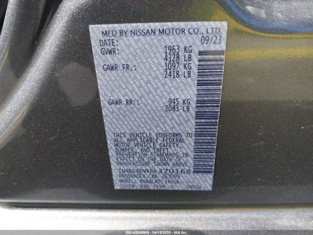 1N4BL4DVXRN320168 Nissan Altima Sv Fwd