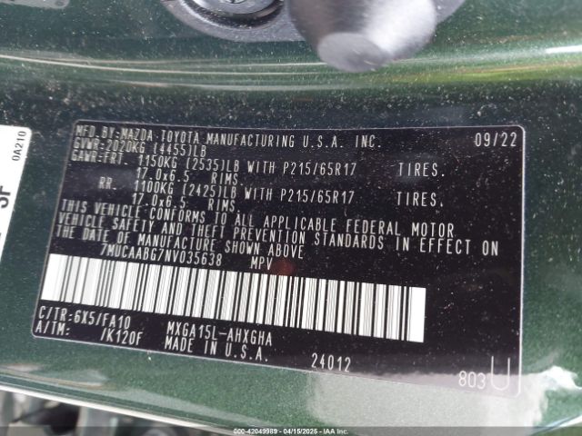 7MUCAABG7NV035638 Toyota Corolla Cross Le