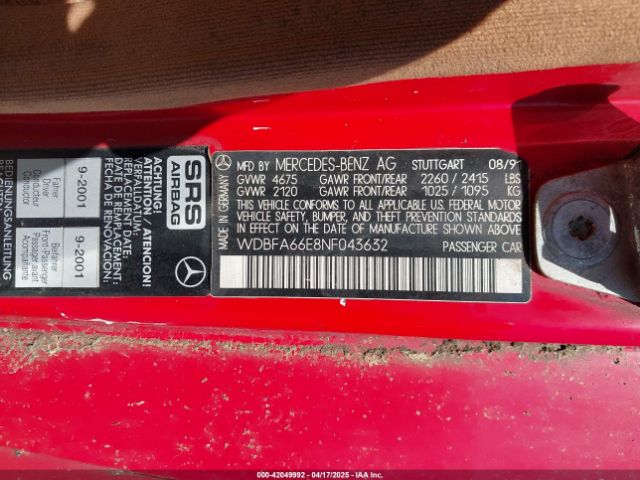 1992 MERCEDES-BENZ 500 WDBFA66E8NF043632 Photo 8