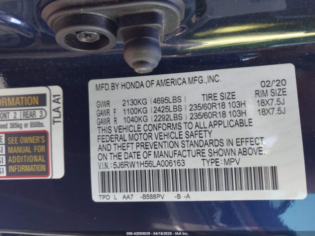 2020 HONDA CR-V 5J6RW1H56LA006163 Photo 8