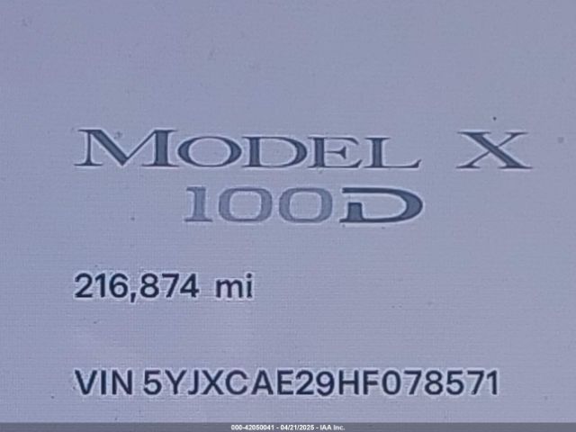 5YJXCAE29HF078571 Tesla Model X 100d/75d/90d