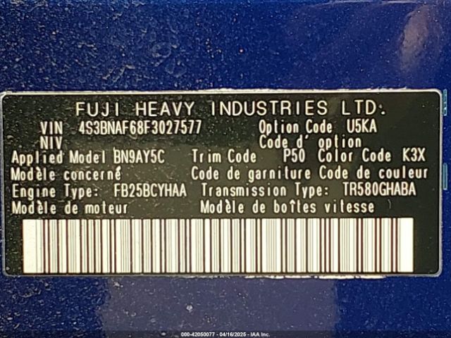 4S3BNAF68F3027577 Subaru Legacy 2.5i Premium