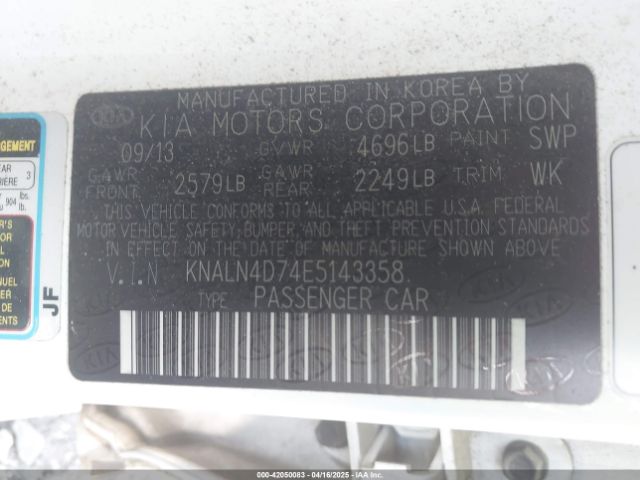 KNALN4D74E5143358 KIA Cadenza Limited