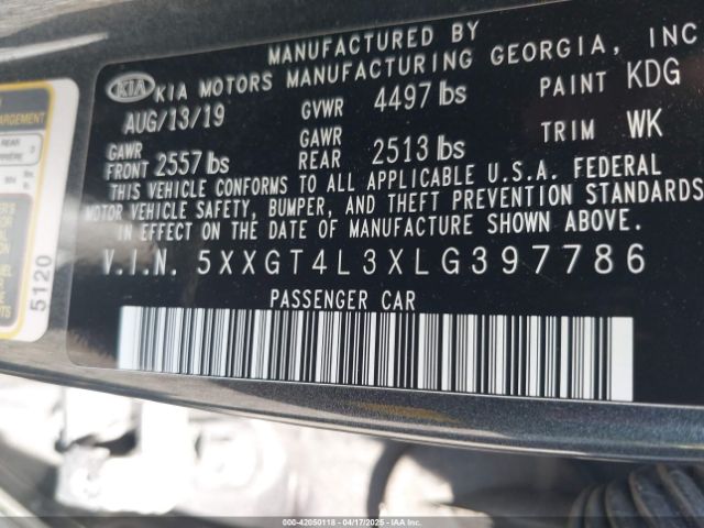 2020 KIA OPTIMA 5XXGT4L3XLG397786 Photo 8