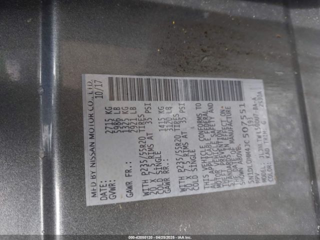 5N1DL0MM4JC507551 Infiniti QX60