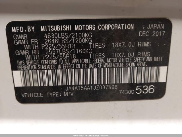 JA4AT5AA1JZ037596 Mitsubishi Eclipse Cross Se