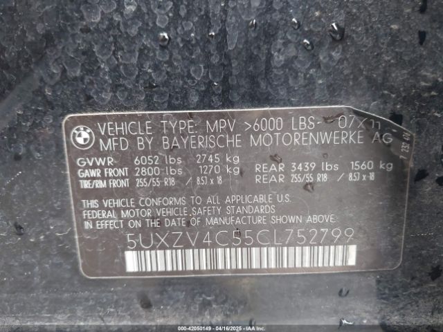 2012 BMW X5 5UXZV4C55CL752799 Photo 8
