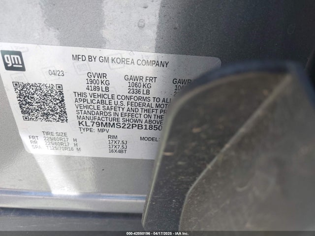 KL79MMS22PB185018 Chevrolet Trailblazer Fwd Ls