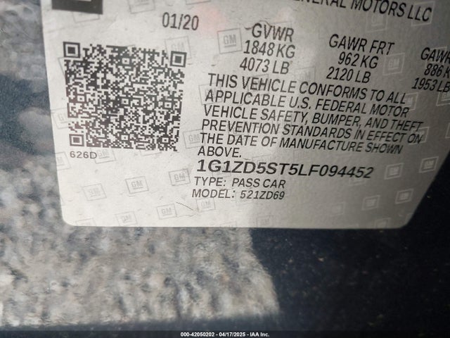 Chevrolet lfv - direct injection, variable valve timing, gen 1 2020 1G1ZD5ST5LF094452 Image 9