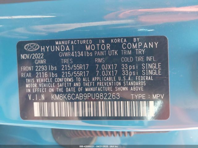 KM8K6CAB9PU982263 Hyundai Kona Sel