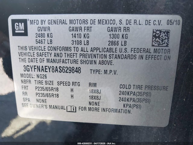2010 CADILLAC SRX 3GYFNAEY8AS629848 Photo 8