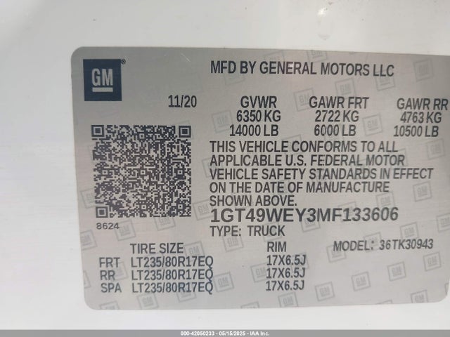 1GT49WEY3MF133606 GMC Sierra 3500hd 4wd Long Bed Denali