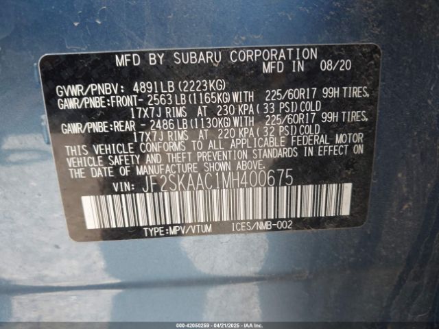 JF2SKAAC1MH400675 Subaru Forester