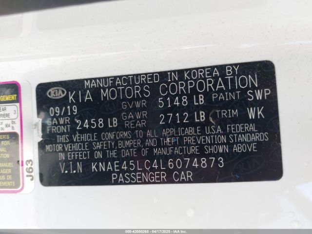 2020 KIA STINGER KNAE45LC4L6074873 Photo 8