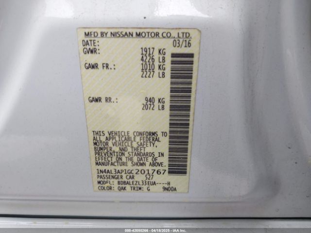 1N4AL3AP1GC201767 Nissan Altima 2.5 S