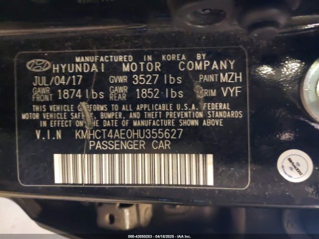 KMHCT4AE0HU355627 Hyundai ACCENT SE