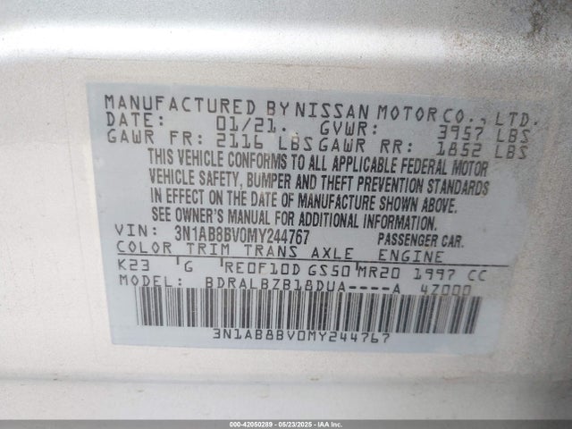 3N1AB8BV0MY244767 Nissan Sentra