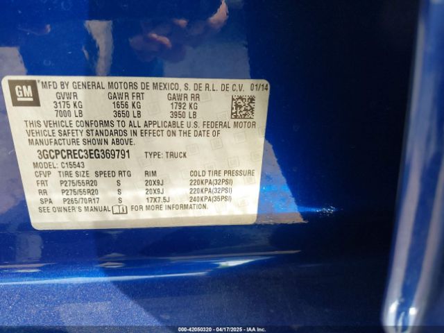3GCPCREC3EG369791 Chevrolet Silverado 1500 1lt