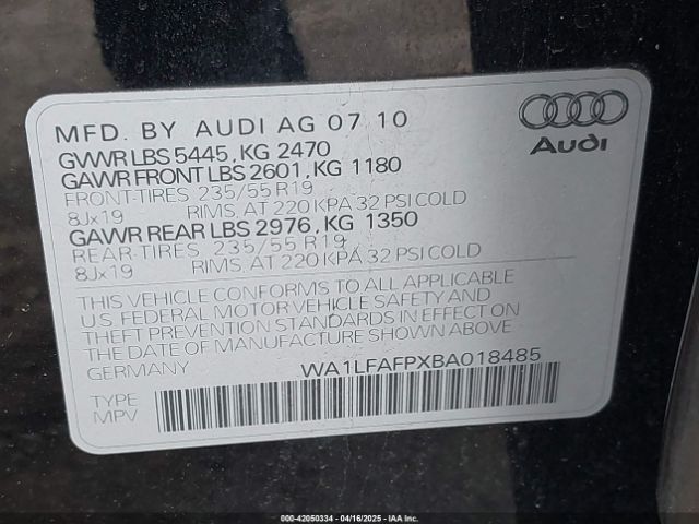 2011 AUDI Q5 WA1LFAFPXBA018485 Photo 8