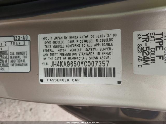 2000 ACURA RL JH4KA9650YC007357 Photo 8