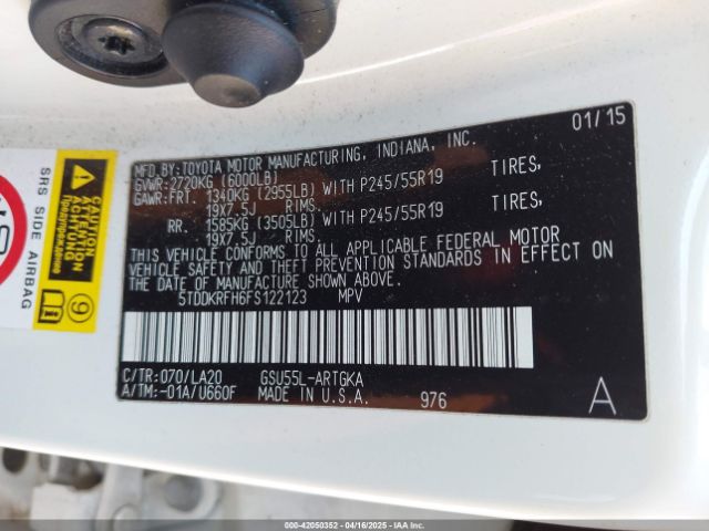 5TDDKRFH6FS122123 Toyota Highlander Limited Platinum V6