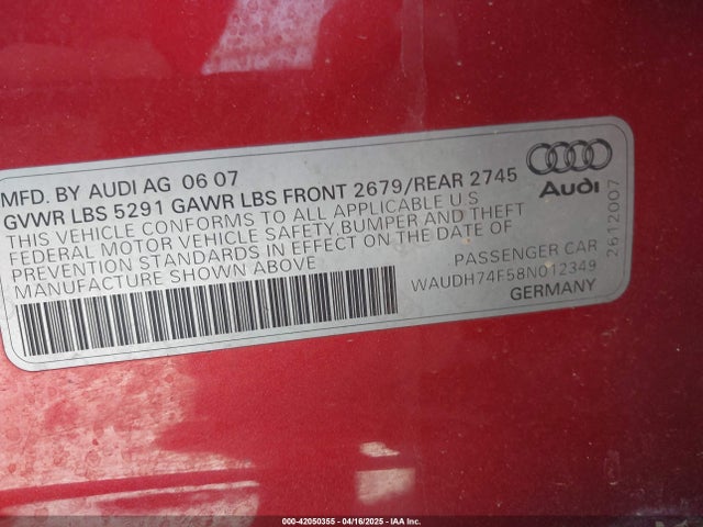 2008 AUDI A6 WAUDH74F58N012349 Photo 8