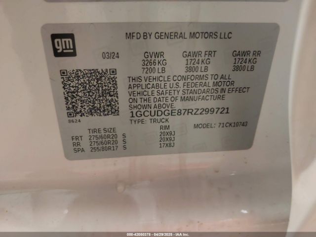 1GCUDGE87RZ299721 Chevrolet Silverado 1500 4wd  Standard Bed Ltz