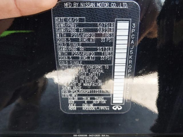 3PCAJ5KR0PF117311 Infiniti Qx55 Essential Awd