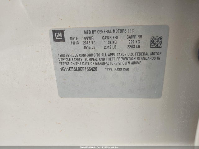 1G11C5SL9EF166420 Chevrolet MALIBU 1LT