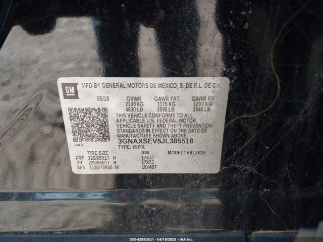 3GNAXSEV5JL385518 Chevrolet EQUINOX LT