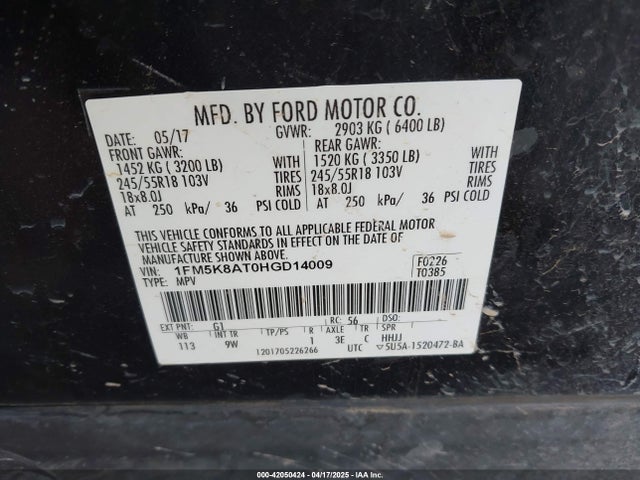 1FM5K8AT0HGD14009 Ford 3.5l gtdi