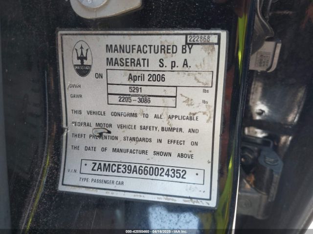 2006 MASERATI QUATTROPORTE ZAMCE39A660024352 Photo 8