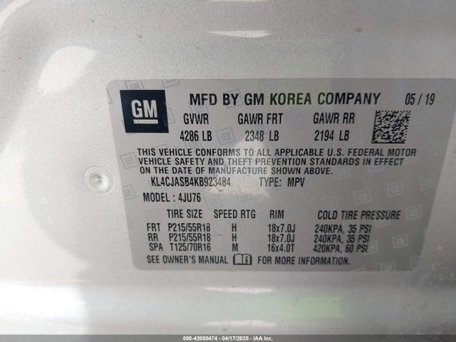 Buick luv: mfi, variable valve timing, alum, e85 max 2019 KL4CJASB4KB923484 Image 9