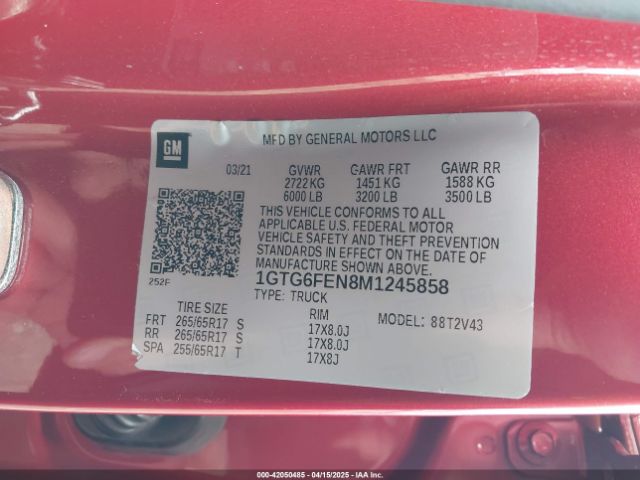 1GTG6FEN8M1245858 GMC Canyon