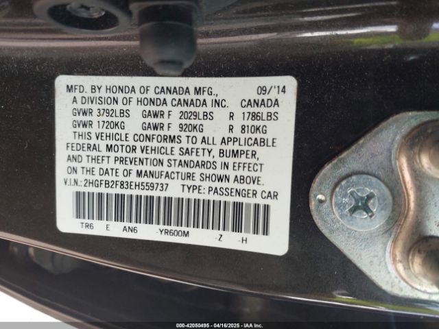 2HGFB2F83EH559737 Honda CIVIC EX