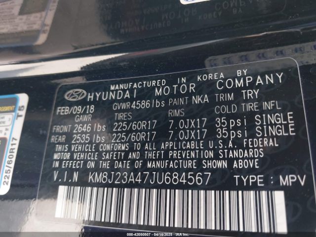 KM8J23A47JU684567 Hyundai TUCSON SE
