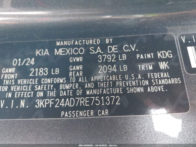 3KPF24AD7RE751372 KIA FORTE LX