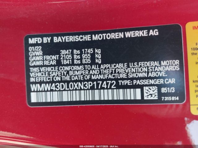 WMW43DL0XN3P17472 Mini Convertible Cooper S